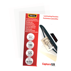 FELLOWES Pack 100 Fundas Plastificar 125 micras Brillo 54x86mm 5306302