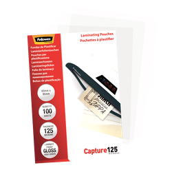 FELLOWES Pack 100 Fundas Plastificar 125 micras Brillo 65x95mm 5306702