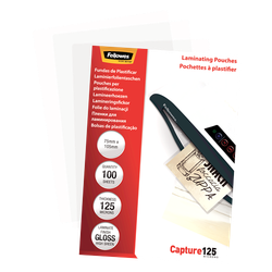 FELLOWES Pack 100 Fundas Plastificar 125 micras Brillo 75x105mm 5306901