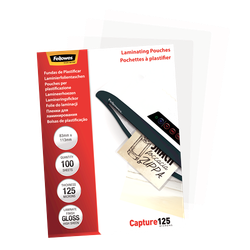 FELLOWES Pack 100 Fundas Plastificar 125 micras Brillo 83x113mm 5307101