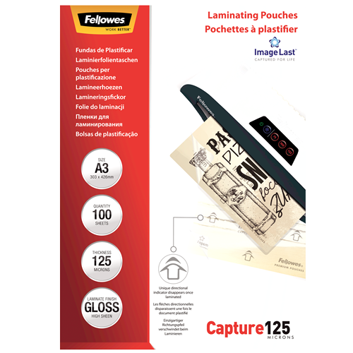 FELLOWES Pack 100 Fundas Plastificar 125 micras Brillo A3 5307506