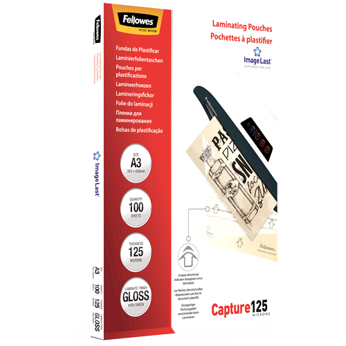 FELLOWES Pack 100 Fundas Plastificar 125 micras Brillo A3 5307506
