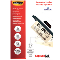 FELLOWES Pack 100 Fundas Plastificar 125 micras Brillo A4 5307407