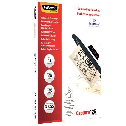 FELLOWES Pack 100 Fundas Plastificar 125 micras Brillo A4 5307407