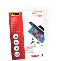 FELLOWES Pack 100 Fundas Plastificar 125 micras Brillo A4 Alta Velocidad 5440101