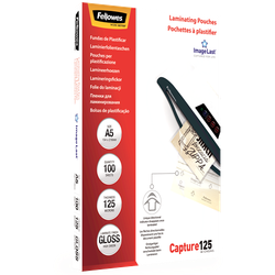 FELLOWES Pack 100 Fundas Plastificar 125 micras Brillo A5 5307302