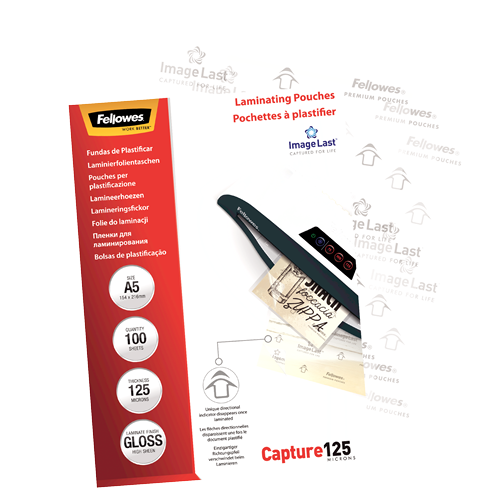 FELLOWES Pack 100 Fundas Plastificar 125 micras Brillo A5 5307302