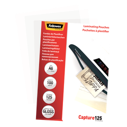 FELLOWES Pack 100 Fundas Plastificar 125 micras Brillo A6 5307201