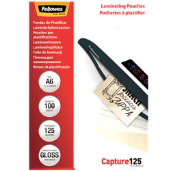 FELLOWES Pack 100 Fundas Plastificar 125 micras Brillo A6 5307201