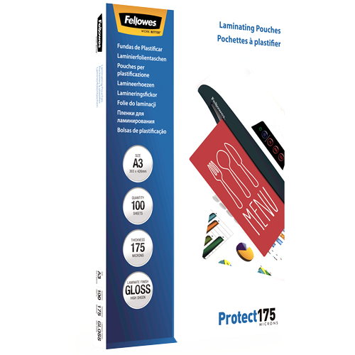 FELLOWES Pack 100 Fundas Plastificar 175 micras Brillo A3 5308803