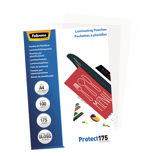 FELLOWES Pack 100 Fundas Plastificar 175 micras Brillo A4  5308703