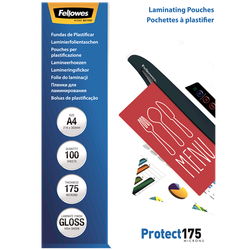 FELLOWES Pack 100 Fundas Plastificar 175 micras Brillo A4  5308703