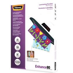 FELLOWES Pack 100 Fundas Plastificar 80 micras Adhesivas A4 5302202