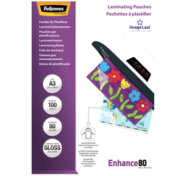 FELLOWES Pack 100 Fundas Plastificar 80 micras Brillo A3 5306207