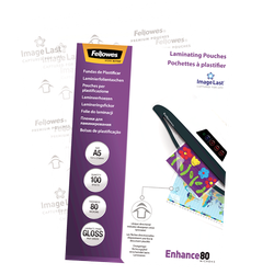 FELLOWES Pack 100 Fundas Plastificar 80 micras Brillo A5 5306002
