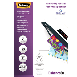 FELLOWES Pack 100 Fundas Plastificar 80 micras Brillo A5 5306002