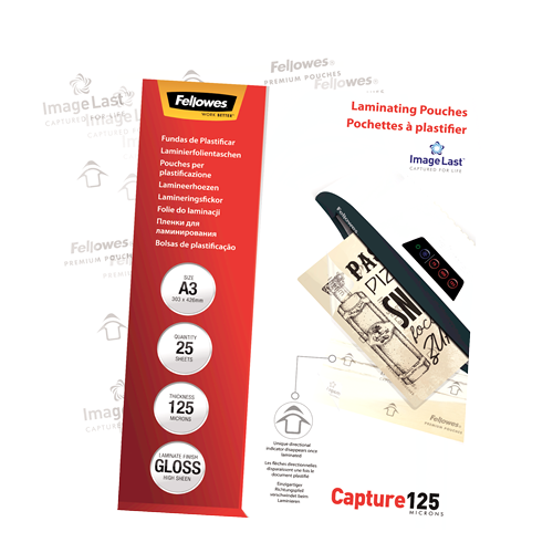 FELLOWES Pack 25 Fundas Plastificar 125 micras Brillo A3 5396501