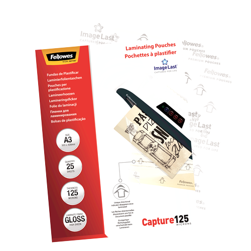 FELLOWES Pack 25 Fundas Plastificar 125 micras Brillo A3 5396501