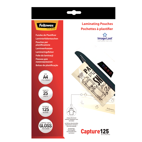 FELLOWES Pack 25 Fundas Plastificar 125 micras Brillo A4 5396301