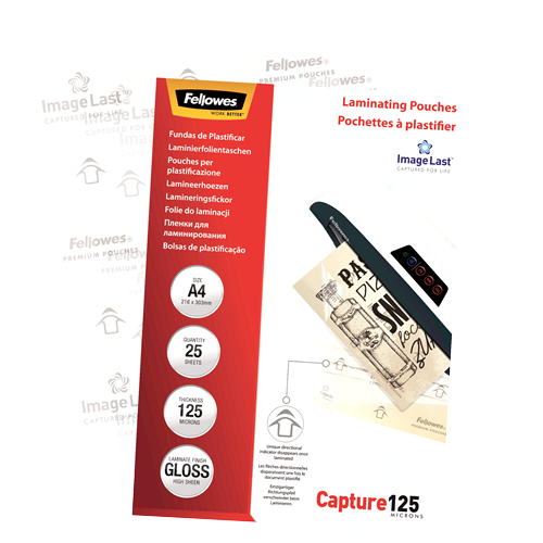 FELLOWES Pack 25 Fundas Plastificar 125 micras Brillo A4 5396301