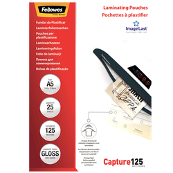 FELLOWES Pack 25 Fundas Plastificar 125 micras Brillo A5 5396101