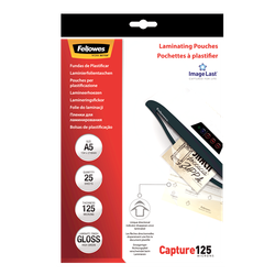 FELLOWES Pack 25 Fundas Plastificar 125 micras Brillo A5 5396101