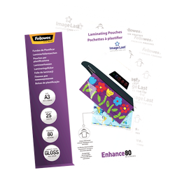 FELLOWES Pack 25 Fundas Plastificar 80 micras Brillo A3 5396403