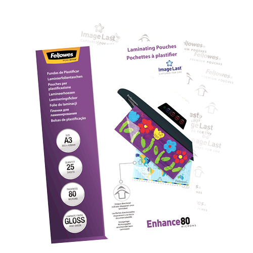 FELLOWES Pack 25 Fundas Plastificar 80 micras Brillo A3 5396403