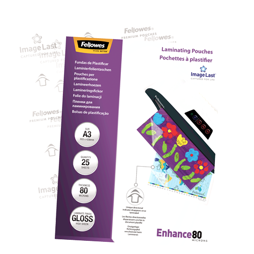 FELLOWES Pack 25 Fundas Plastificar 80 micras Brillo A3 5396403