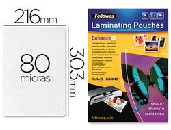 FELLOWES Pack 25 Fundas Plastificar 80 micras Brillo A4  5396205