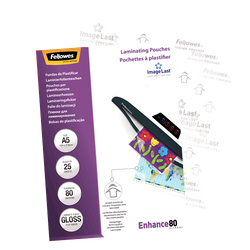 FELLOWES Pack 25 Fundas Plastificar 80 micras Brillo A5 5396003