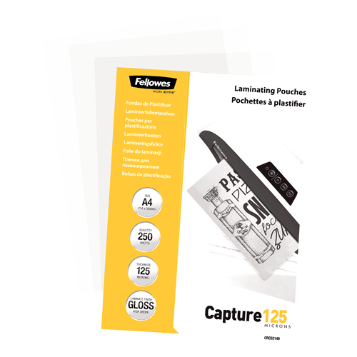 FELLOWES Pack 250 Fundas Plastificar Económicas 125 micras A4 5314903