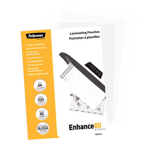 FELLOWES Pack 250 Fundas Plastificar Económicas 80 micras A4 5312903