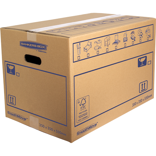 FELLOWES Pack de 10 Cajas de mudanza con montaje manual 67L (350x350x550mm) Muy Resistente 6207301