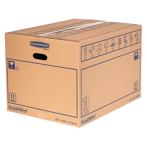 FELLOWES Pack de 10 Cajas de mudanzas con montaje manual 32L (430x300x250mm) Resistente 6208301