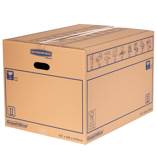 FELLOWES Pack de 10 Cajas de mudanzas con montaje manual 45L (500x300x300 mm) Resistente 6208201