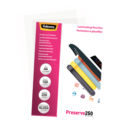 FELLOWES Pack de 100 Fundas Plastificar 250 micras Brillo A4  5401802