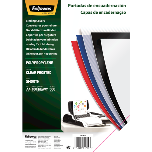 FELLOWES Pack de 100 portadas PP transparente A4 450 micras 54770