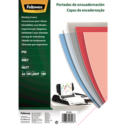 FELLOWES Pack de 100 portadas PVC opaco Gris A4 180 micras 5100401