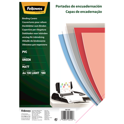 FELLOWES Pack de 100 portadas PVC opaco Verde A4 180 micras 5100101