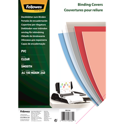 FELLOWES Pack de 100 portadas PVC transparente cristal A4 240 micras 53762