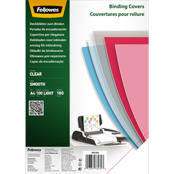 FELLOWES Pack de 100 portadas s PET transparente cristal A4 180 micras 5384601