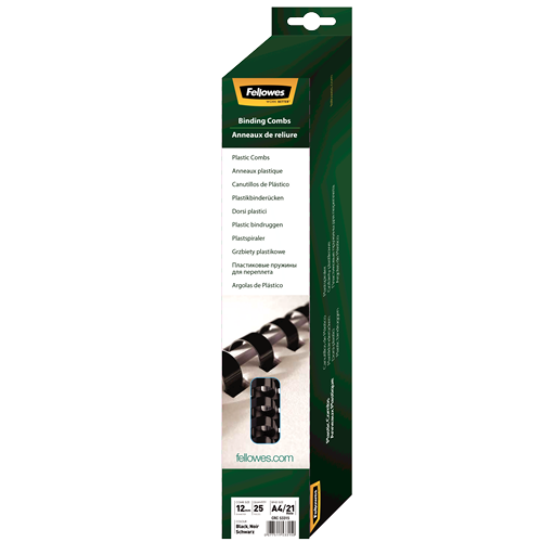 FELLOWES Pack de 25 canutillos Negros 12 mm 5331502