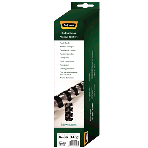 FELLOWES Pack de 25 canutillos Negros 16 mm 5332302
