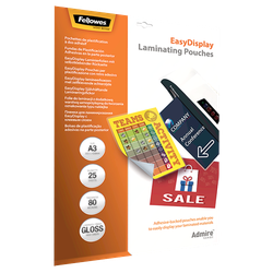 FELLOWES Pack de 25 Fundas de Plastificar Adhesivas EasyDisplay 80 micras A3 5601803