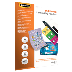 FELLOWES Pack de 25 Fundas de Plastificar Mate 80 micras A4 5602101
