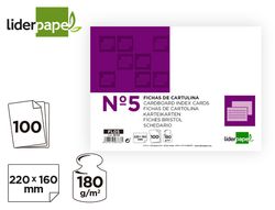 Ficha liderpapel lisa nº5 160x220mm (paquete de 100) 180g