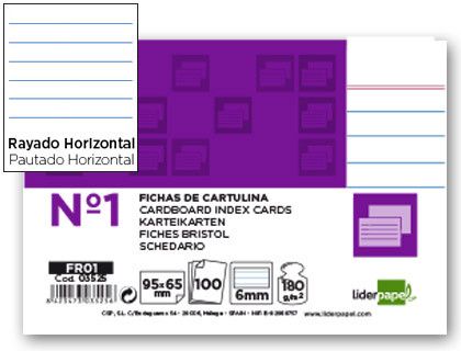 Ficha Liderpapel Rayada Nº1 65 X 95Mm Paquete de 100 180G