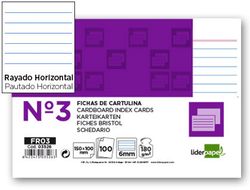 Ficha Liderpapel Rayada Nº3 100X150Mm Paquete de 100 180G