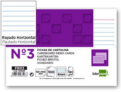 Ficha Liderpapel Rayada Nº3 100X150Mm Paquete de 100 180G